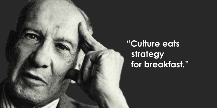 Peter Drucker famously said that culture eats strategy for breakfast