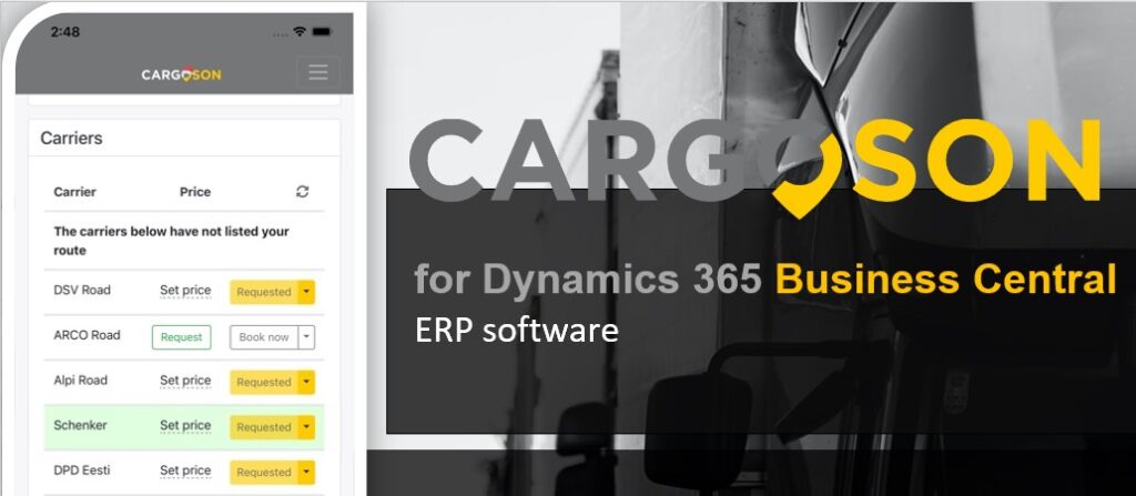 Cargoson for Dynamics 365 Business Central ERP software