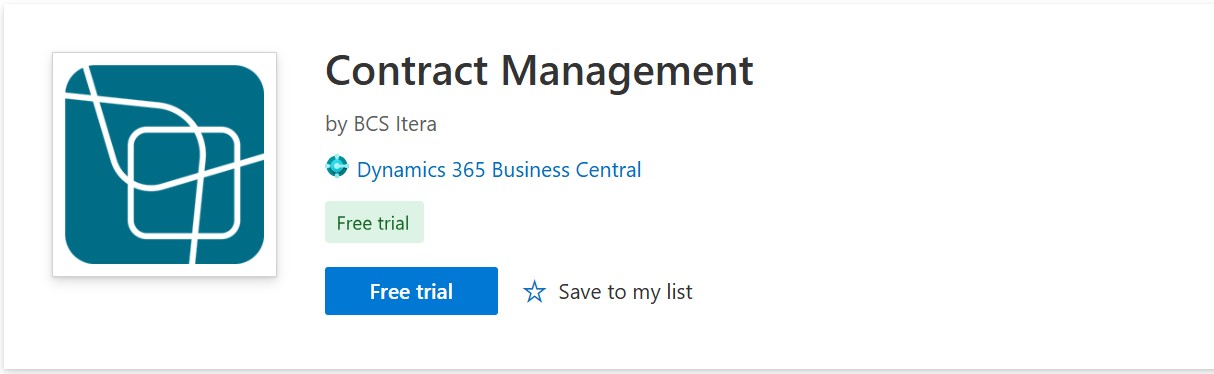 Lepingute haldus Dynamics 365 Business Central äpp