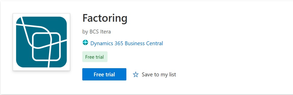 Faktooring Dynamics 365 Business Central äpp