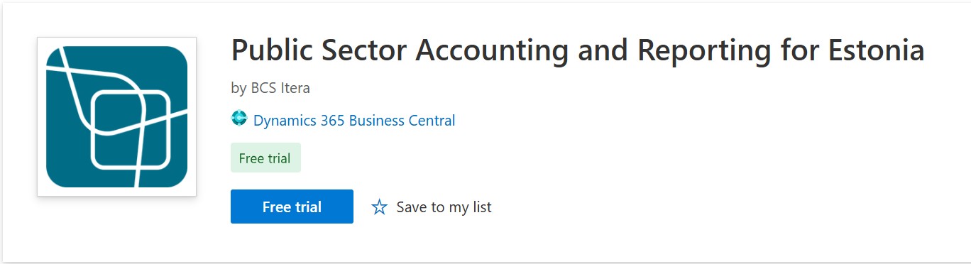 Riigi raamatupidamine Dynamics 365 Business Central äpp