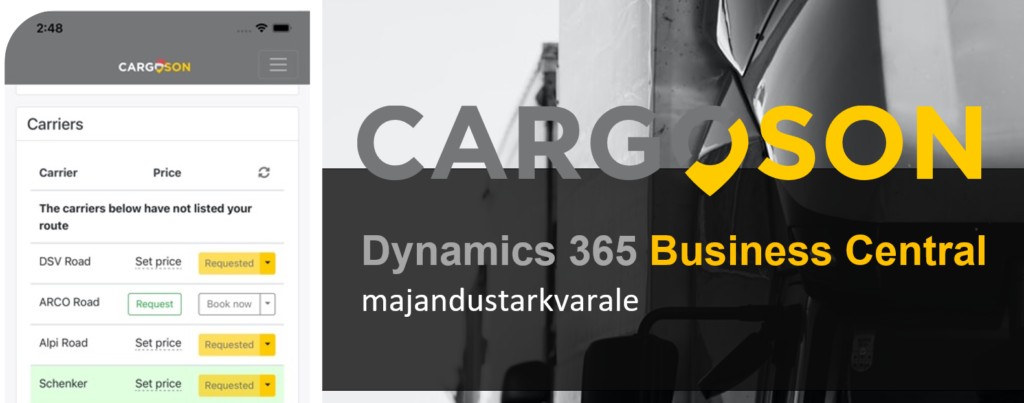 Cargoson Dynamics 365 Business Central majandustarkvarale