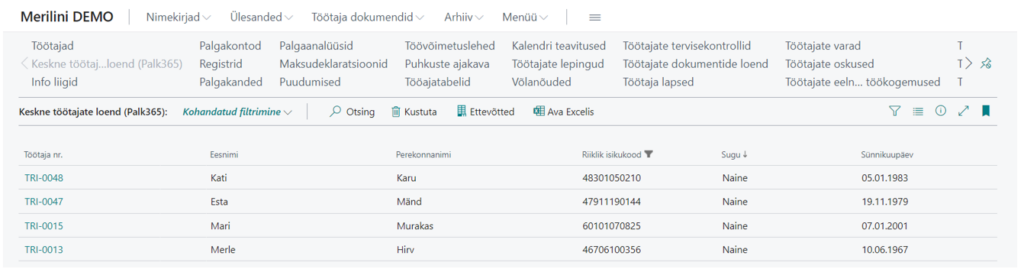 Keskne töötajate loend