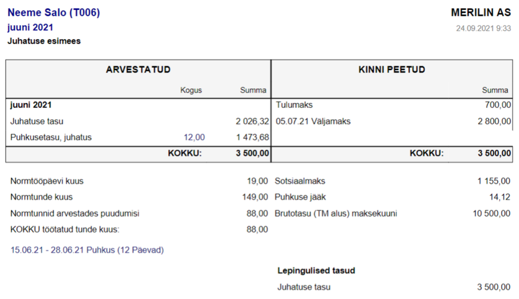 Palgateatisele ettevõtte nime kuvamine