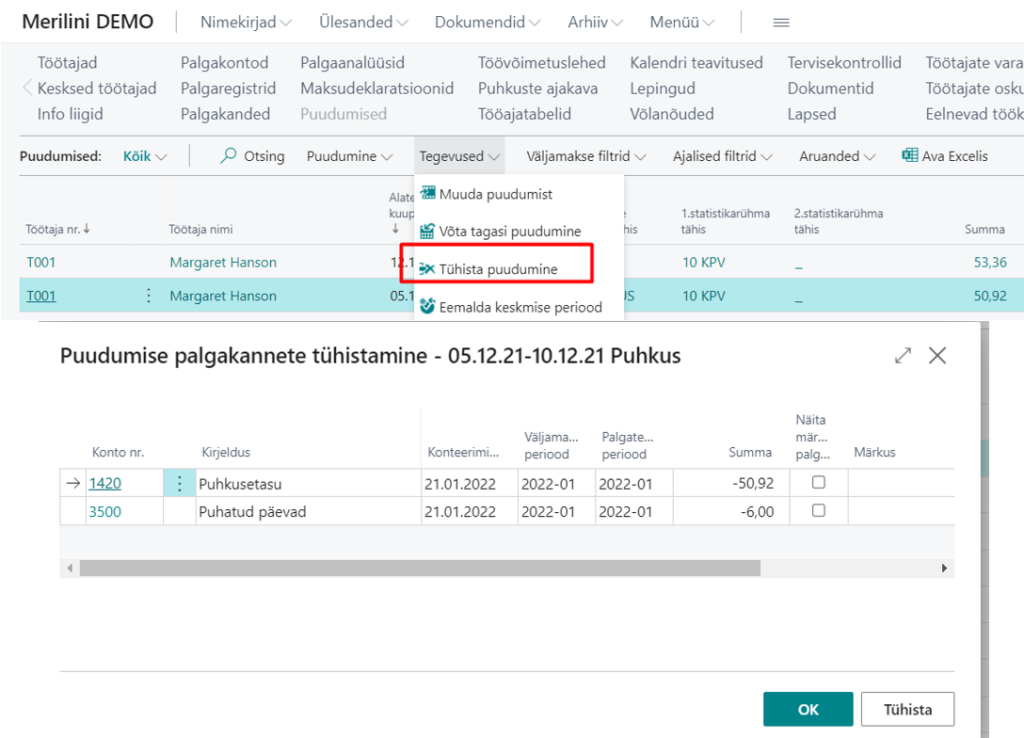 Puudumiste lihtsustatud tühistamine