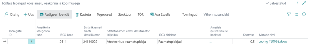 Salvestatud fail on lepingu real kättesaadav ja vajadusel ka muudetav 