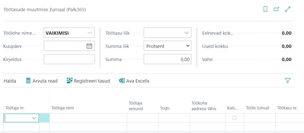Töötasude muutmise žurnaal