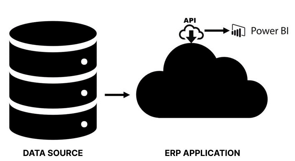 Figure 3. In a two-layer reporting solution, data are sent directly from the data source application to the analysis data model.