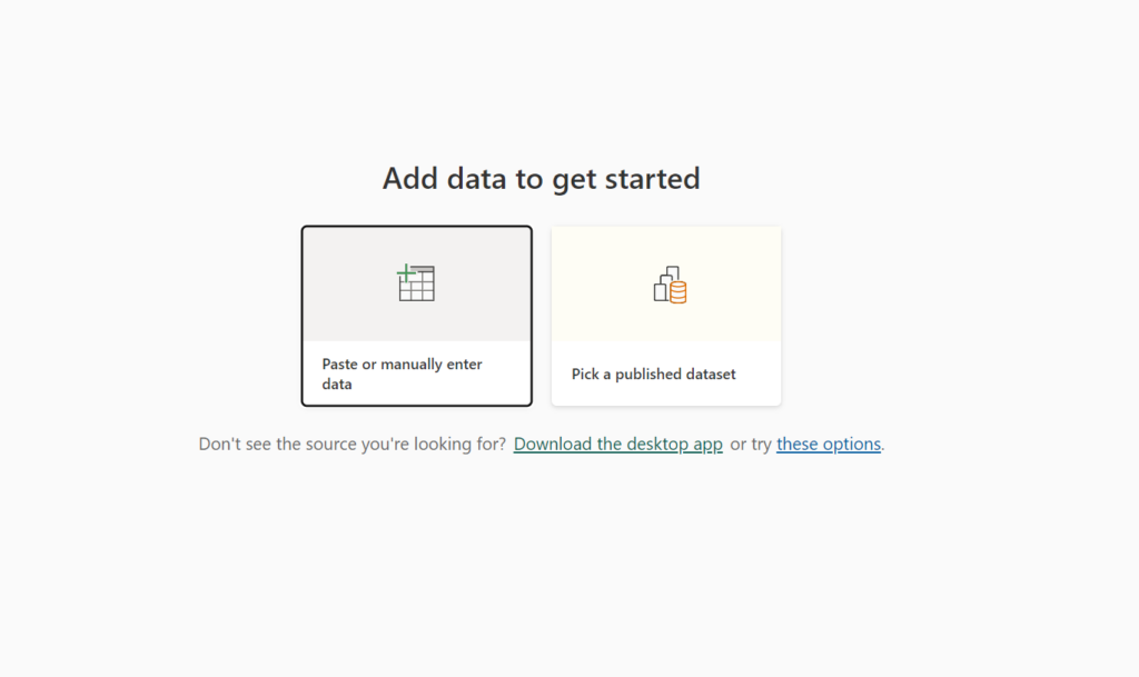 Figure 3. Options for creating reports directly in the service