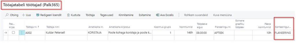 Konteeringurühm töötaja küljes
