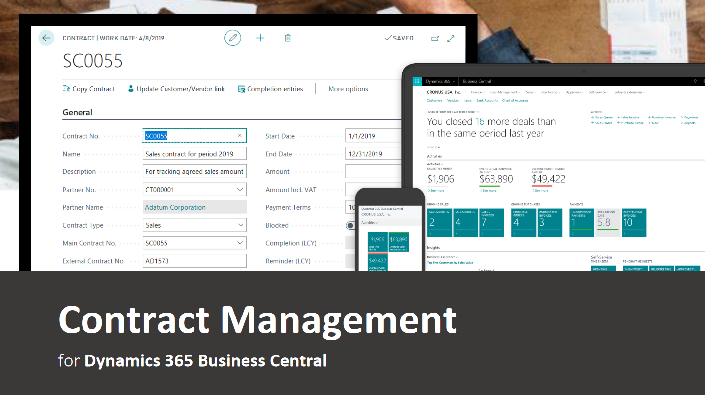 CONTRACT MANAGEMENT for Dynamics 365 Business Central app BCS Itera